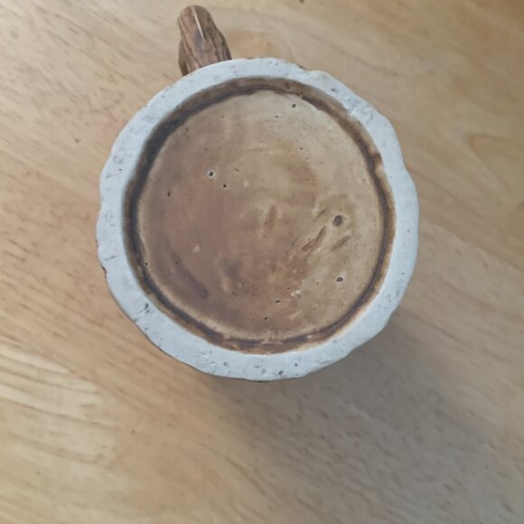 Vintage 3D brown tree trunk mug w/ open mouth & teeth, animated forest friends - Picture 10 of 10